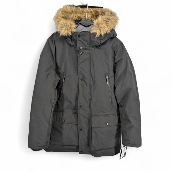 Club Room Men's Parka Coat Removeable Faux Fur-Hood Jacket Black Small - Picture 1 of 7